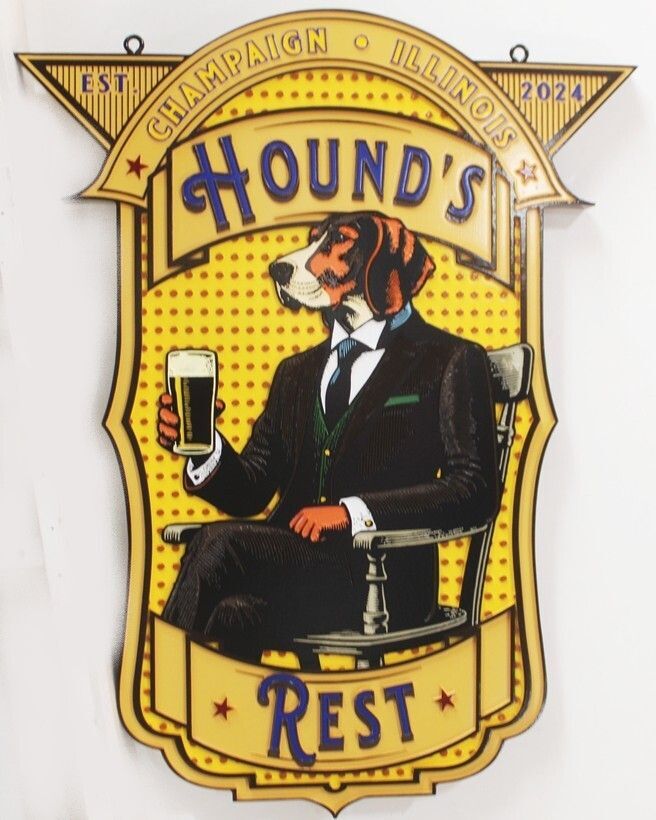 M2703A - Carved and Artist Painted  "Hounds Rest"Pub Sign