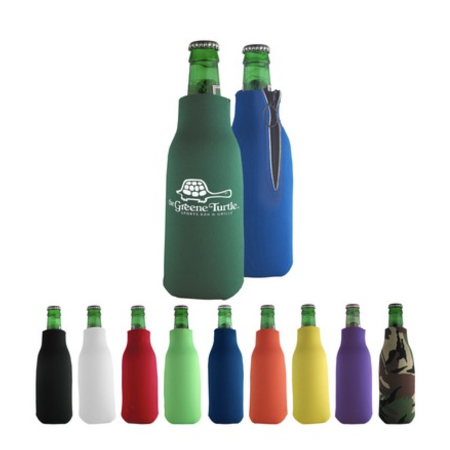 Custom Printed Zippered Bottle Beverage Insulator (Purple)