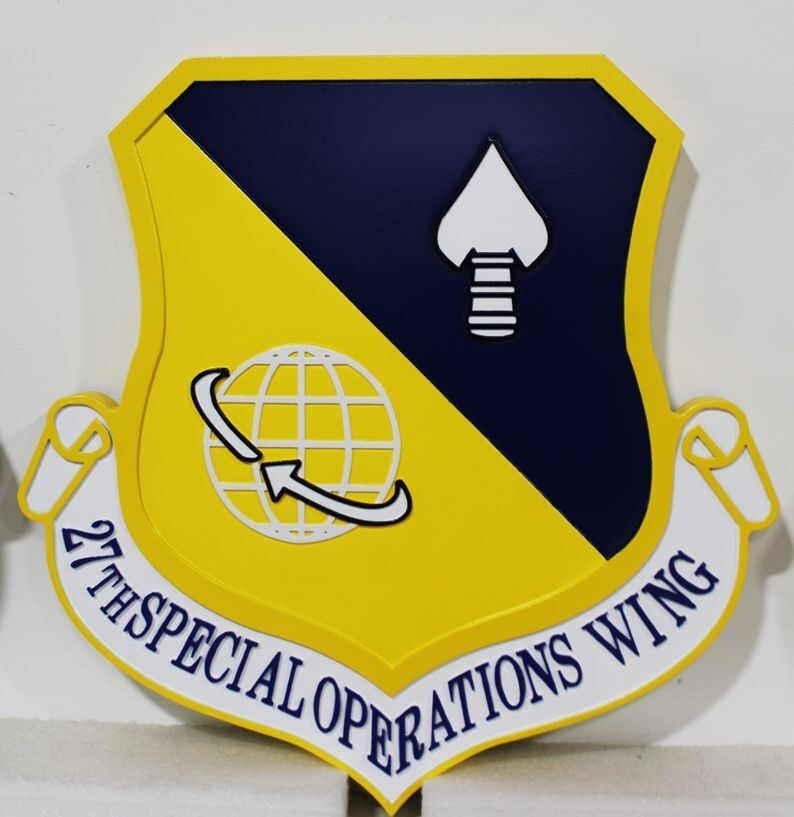 LP-3614 - Carved 2.5-D Plaque of the Crest of the 27th Special Operations Wing