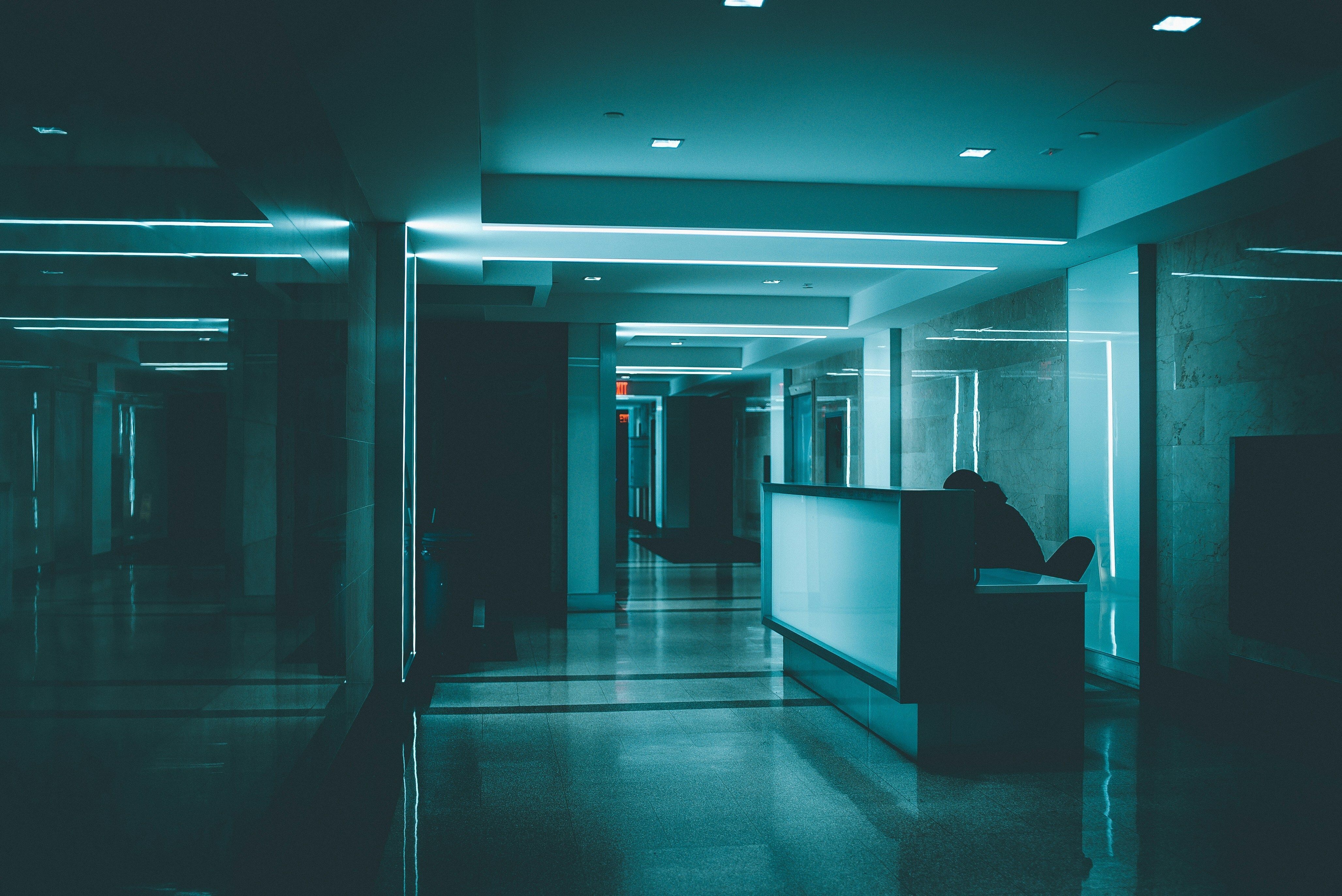 Dark hospital corridor