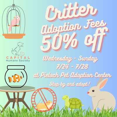 Critter Adoption Fees 50% off