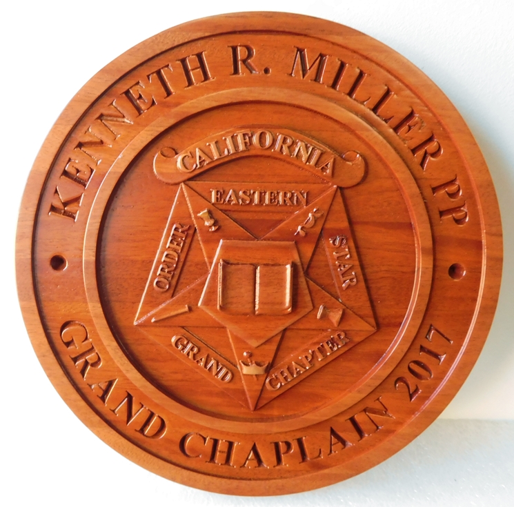 WM1035 - Seal of the Order of the Eastern Star, Personalized, 3-D Stained Mahogany