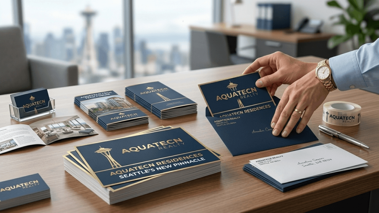 Direct mailing services in Seattle WA with printed postcards, brochures, and bulk mail prepared for distribution by Zebra Printing
