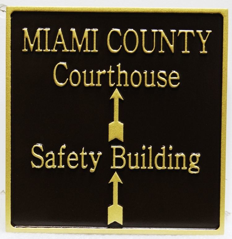 A10891A - Carved 2.5-D Raised Relief HDU  Entry Directional Sign for  the Miami County Courthouse