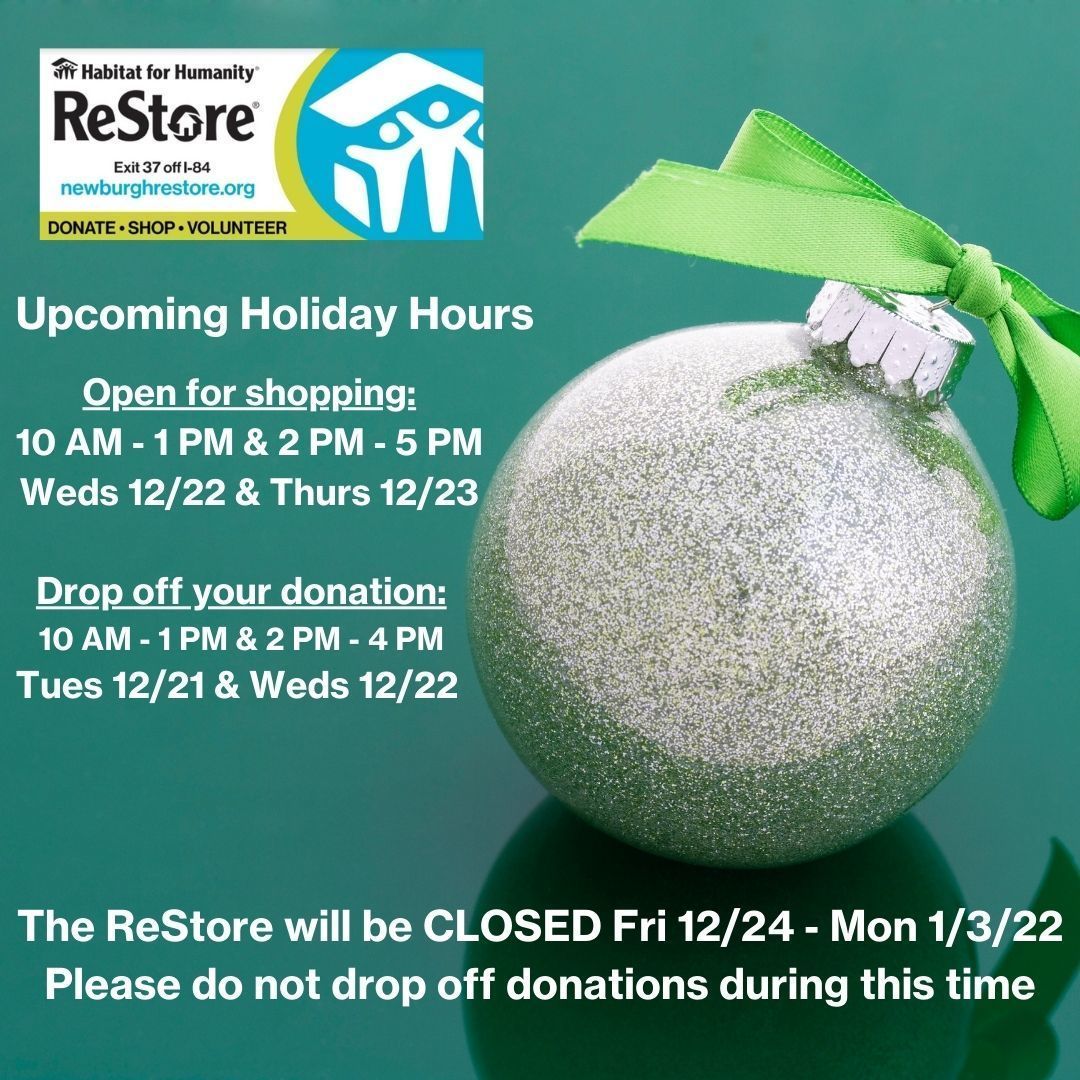 Upcoming Holiday Hours for ReStore