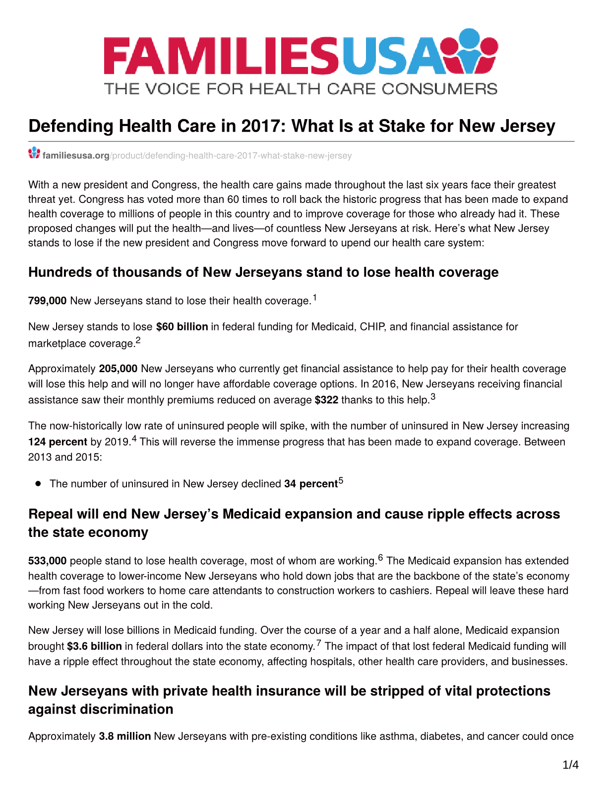 Defending Healthcare in 2017 - What is at Stake for New Jersey?