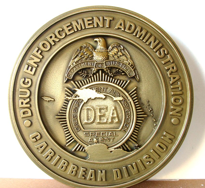 U30373 - Brass-Coated Wall Plaque for Drug Enforcement Administration, Caribbean Division 