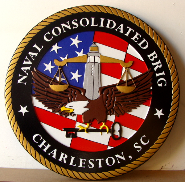 CB5320 - Seal of the US Navy Consolidated Brig, Multi-level and Engraved Relief