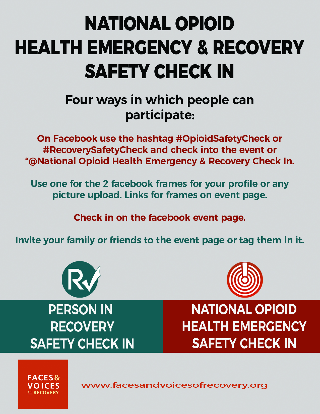 National Opioid Health Emergency & Recovery Safety Check In
