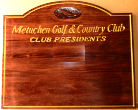 WM1560 - Golf Club Perpetual Plaque, Engraved Stained Mahogany