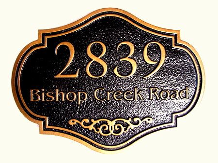 I18864A - Elegant Carved Wood House Address Sign