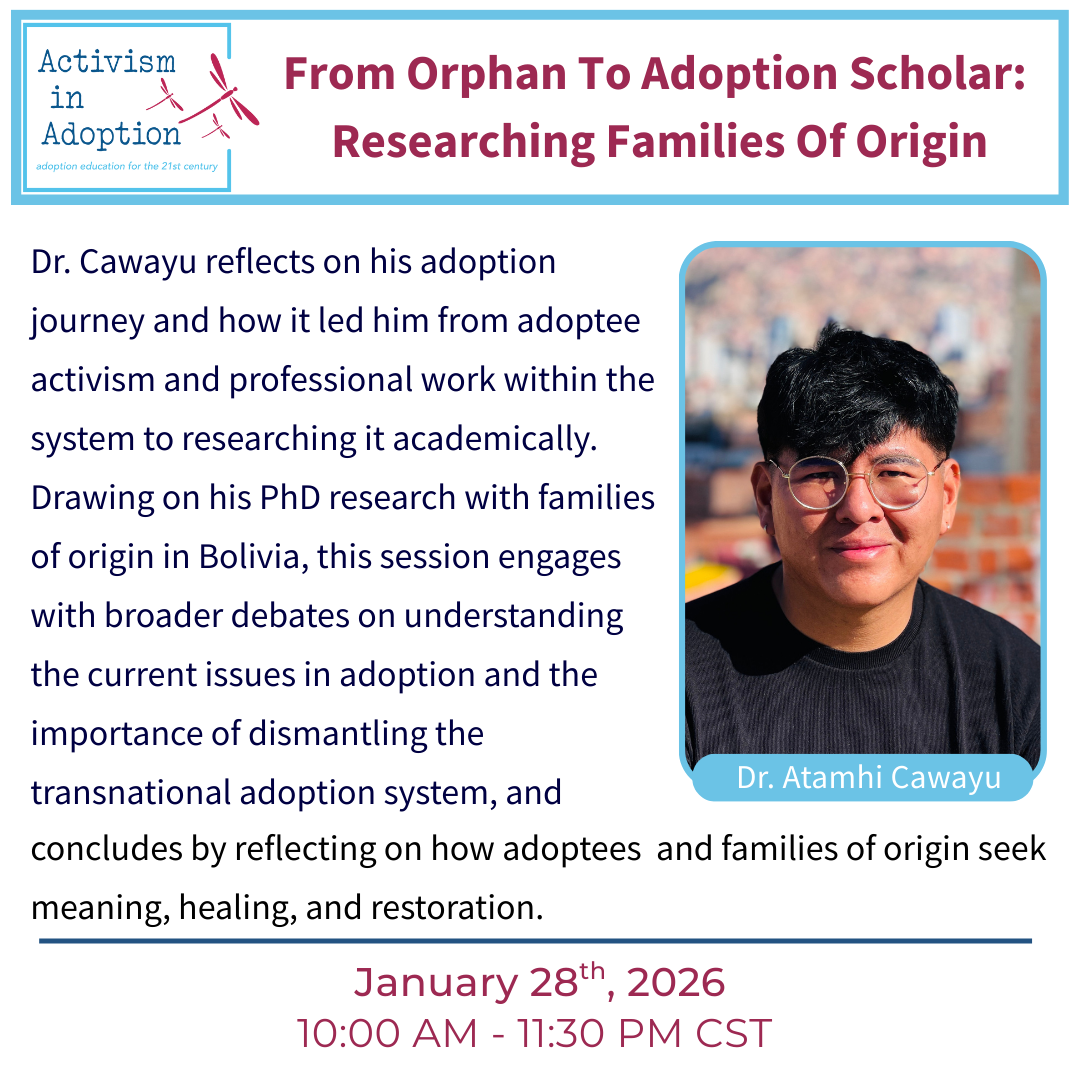 January 28th, 2026 :: 11am CST :: Dr. Atamhi Cawayu | From Orphan To Adoption Scholar: Researching Families Of Origin