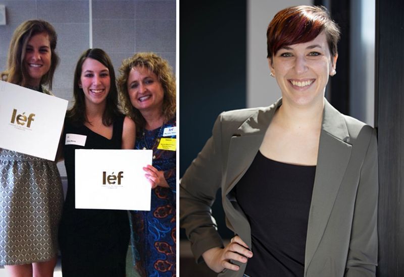Olivia Mccoy at her 2014 LEF Scholarship Ceremony and her current headshot.