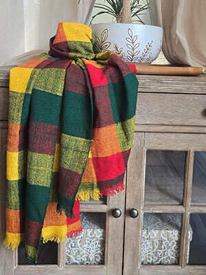 Scarf with Vibrant Primary Colors, Hand Made in Ethiopia, Dorze Village