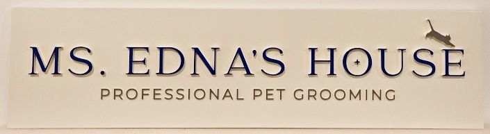 SA28302A - Carved and Sandblasted Sign for "Ms. Edna's House Professional Pet Grooming" with Cat Artwork