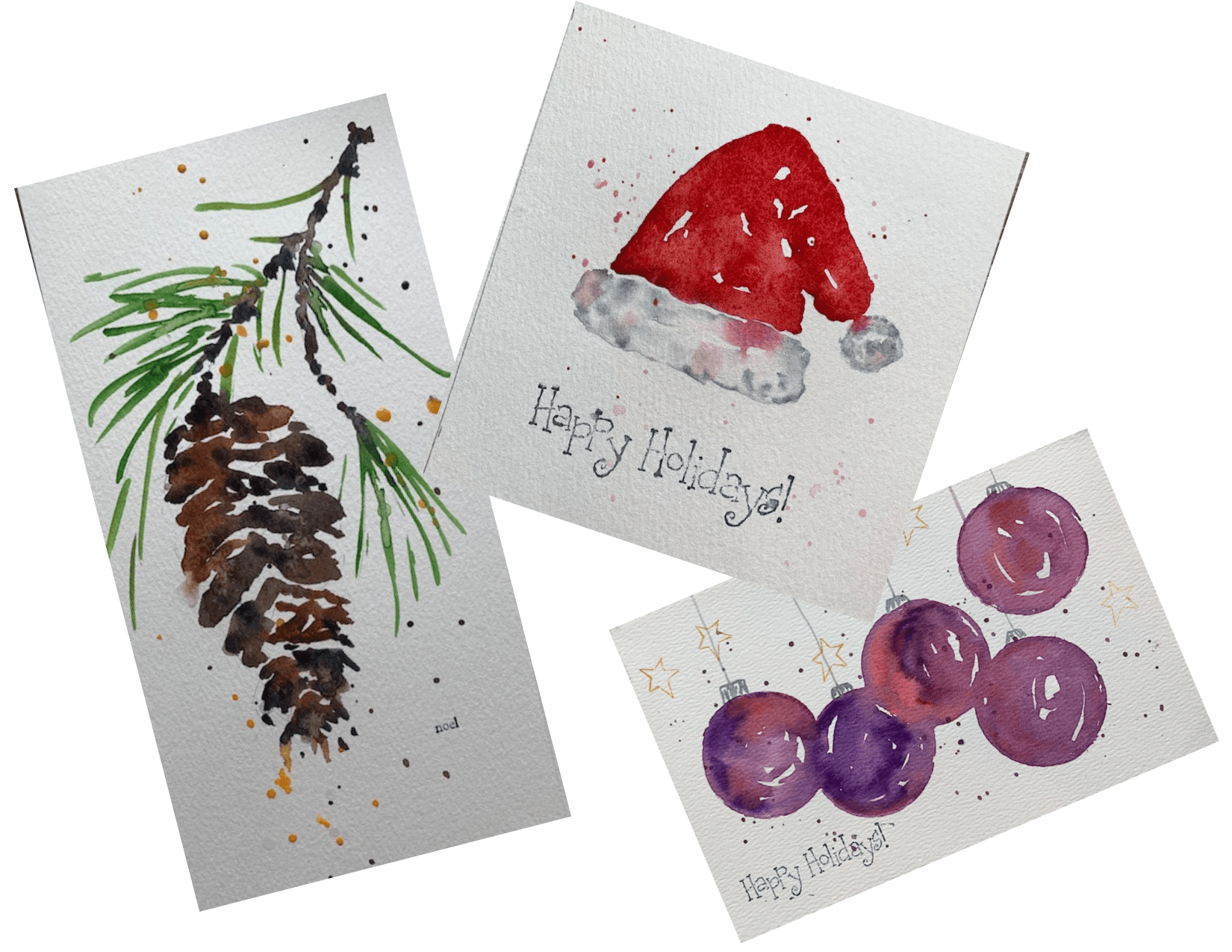 December 10, Sip and Paint (watercolor holiday cards)