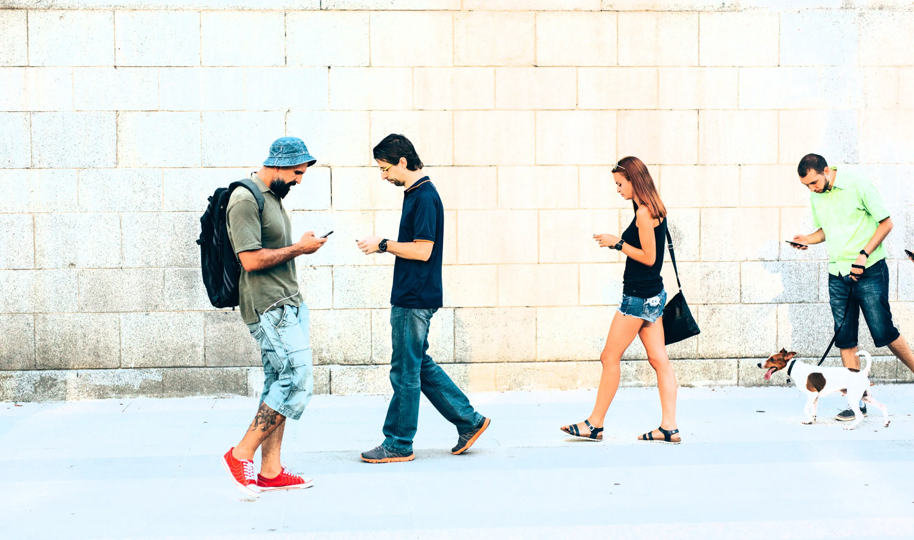 distracted person walking