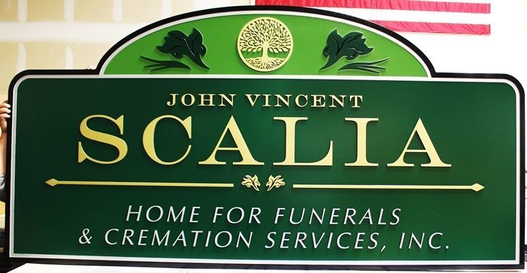 GC16103 - Carved High-Density-Urethane (HDU) Entrance  Sign for the Scalia  Funeral Home