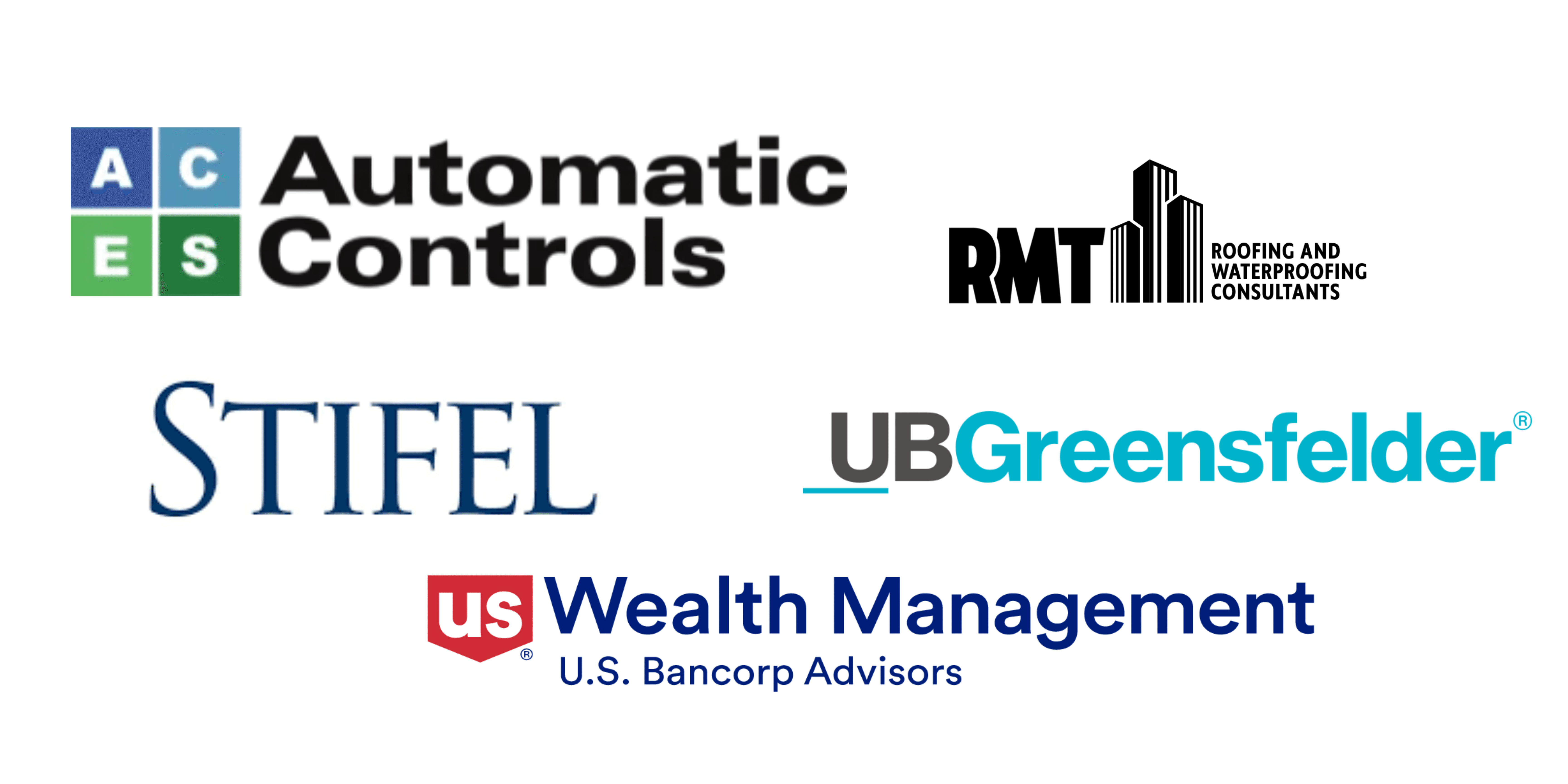 Automatic Controls, Stifel, UB Greensfelder, RMT and US Wealth Management logos