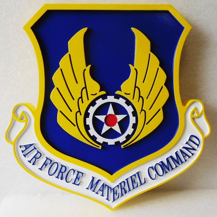 LP-1597- Carved Shield Plaque of the Crest of the  Air Force Materiel Command, 2.5-D Artist Painted