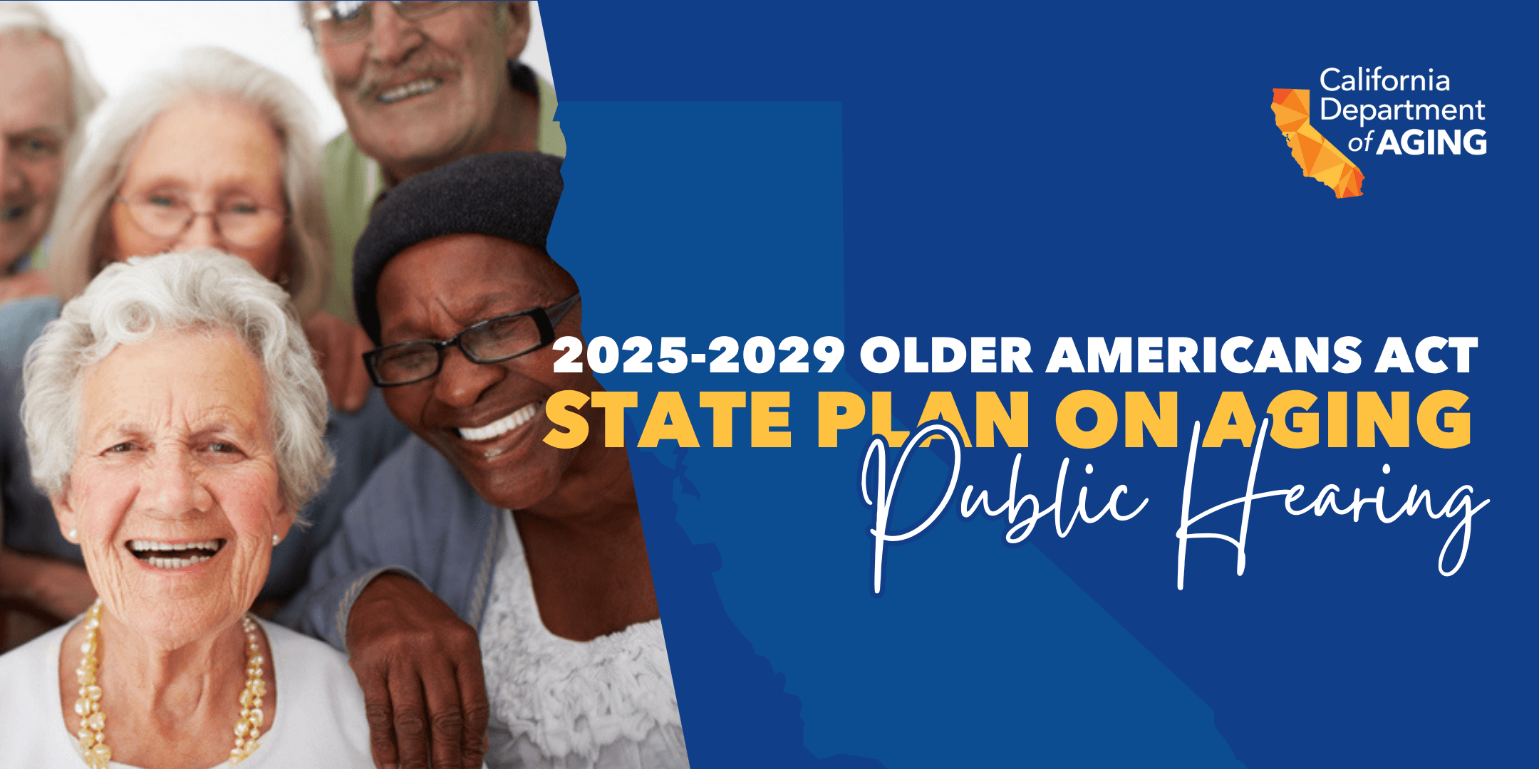 CDA 2025-2029 Older Americans Act State Plan on Aging Public Hearing banner