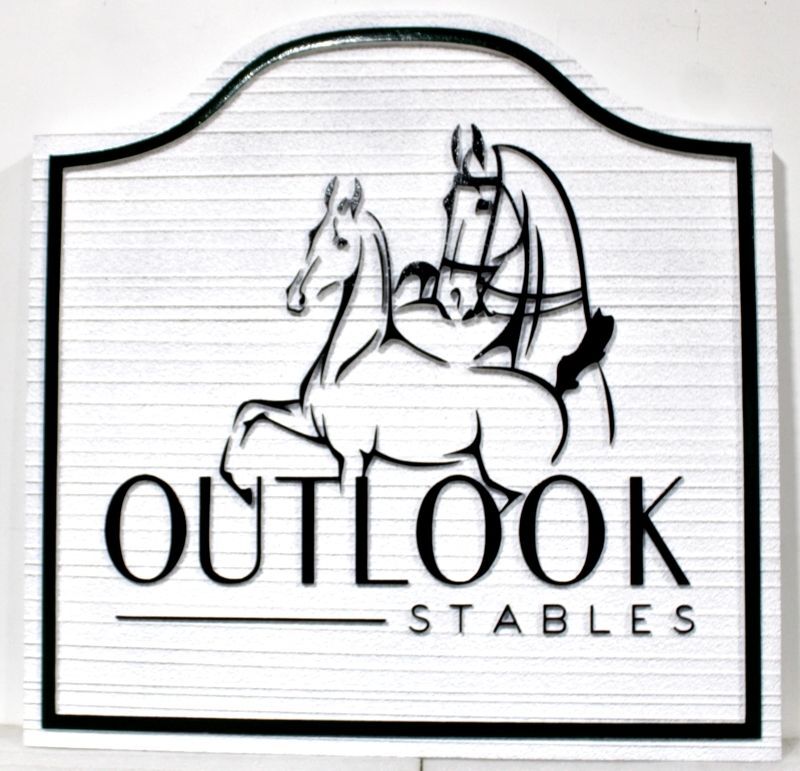 P25354 - Carved and Sandblasted Sign for "Outlook Stables"