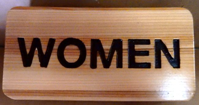RB27194 - Engraved Cedar Wood Women's Restroom Sign