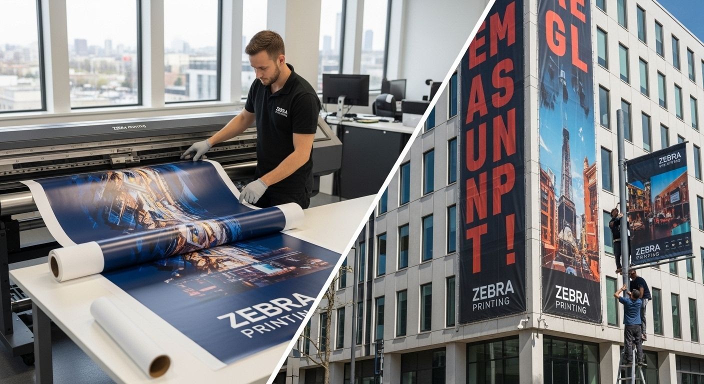 Professional large-format banner printing in Seattle, showcasing premium glossy finish.