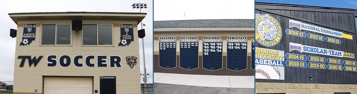 Descon's Add-a-Year Championship Signs are intentionally designed for outdoor facilities.