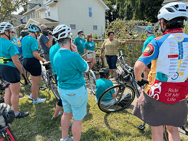 Pictured is Kristen Weeks, founder of Grow & Glow Collective at 23rd and Parade, one of the stops on the Urban Bike Tour.