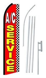 A/C Service Checkered Swooper/Feather Flag + Pole + Ground Spike