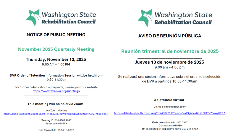 Division of Vocational Rehabilitation Order of Selection Announcement