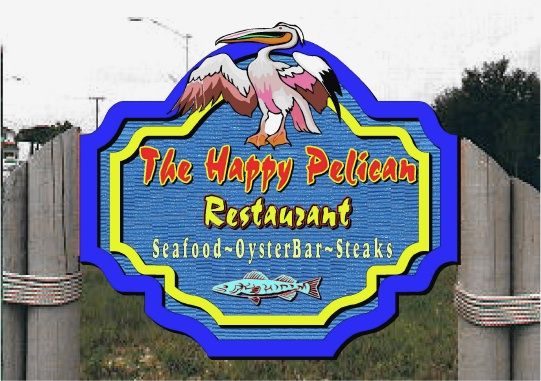 L22250 - Design of Sign for Seafood, Oyster Bar, Steak Restaurant with Pelican and Fish