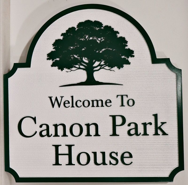 GA16528B - Carved and Sandblasted HDU Sign "Welcome to Canon Park House"