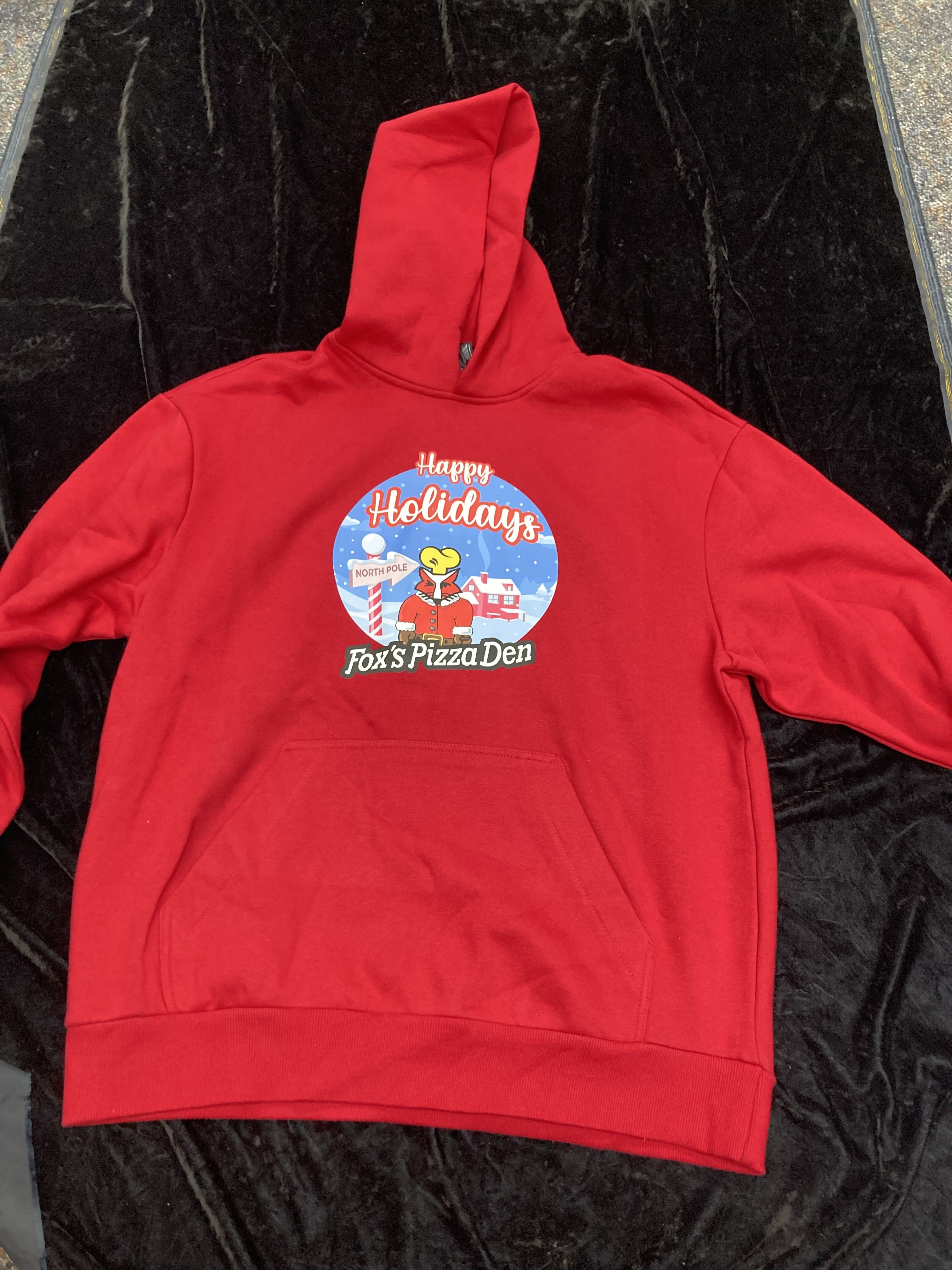 SALE 2025 Holiday Logo - Large Red Hooded Sweatshirt