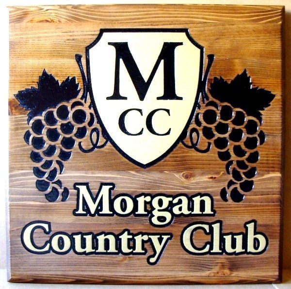 WP-1264 = Engraved Cedar Wood Plaque of the Logo for the Morgan Country Club