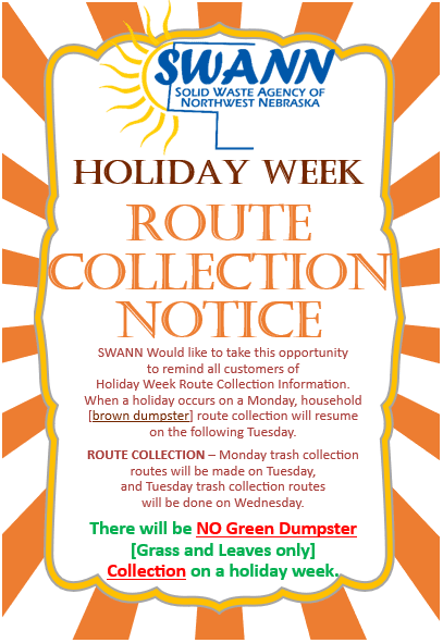 Monday Holiday Weekly Route Collection Information