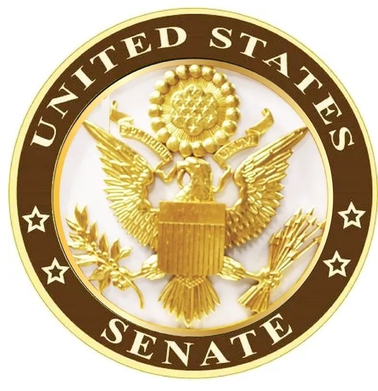 AP-2030 -  Carved Plaque of the Seal of the US Senate, with Gold Gilding & Bronze Background