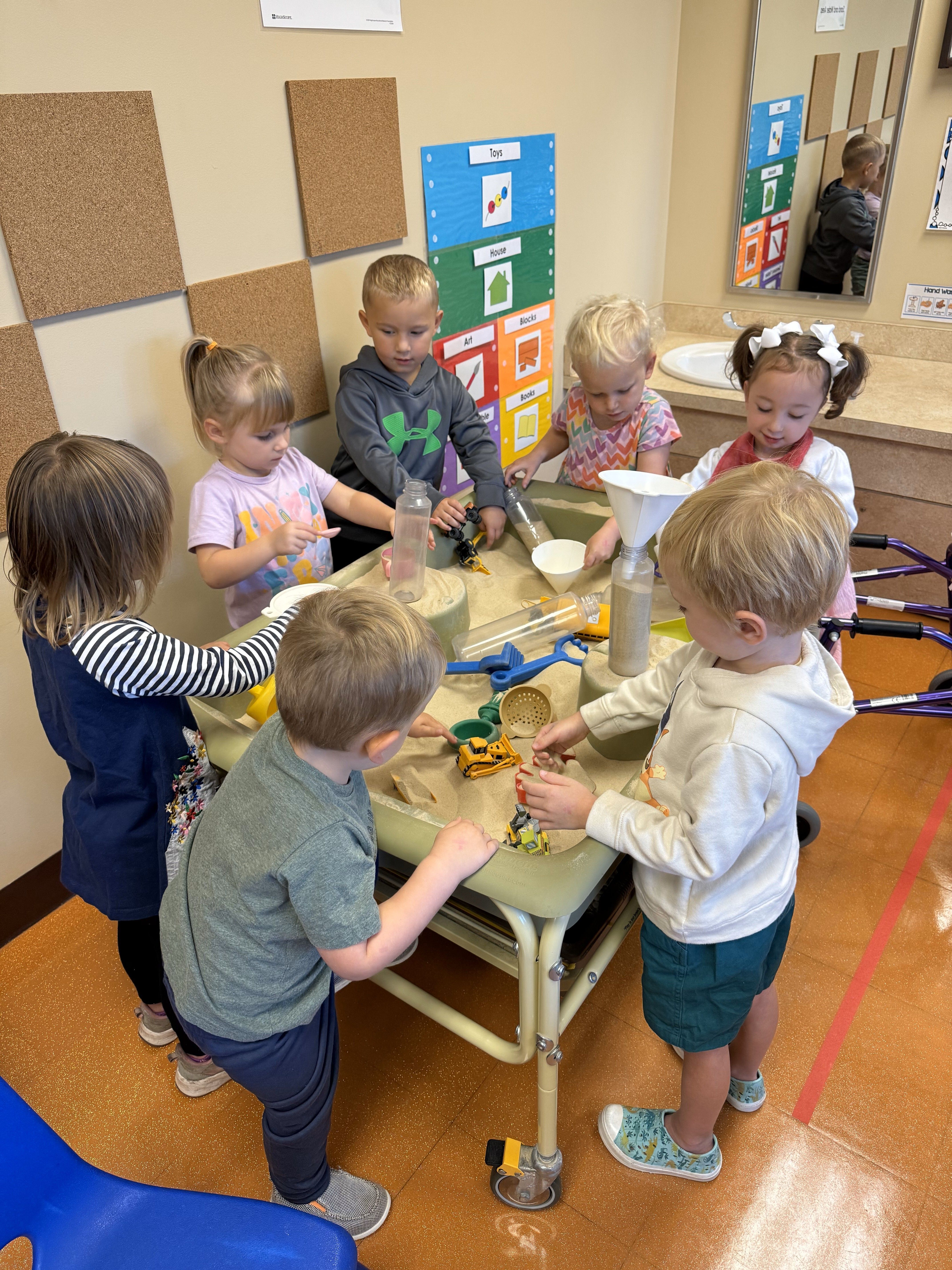 Children at sand table