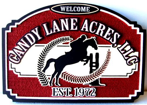 P25018 - Wood Entrance Sign for Candy Lane Acres Equestrian Center
