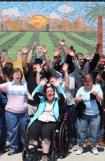 Group of happy people outside