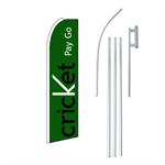 Cricket Green w/White K Swooper/Feather Flag + Pole + Ground Spike