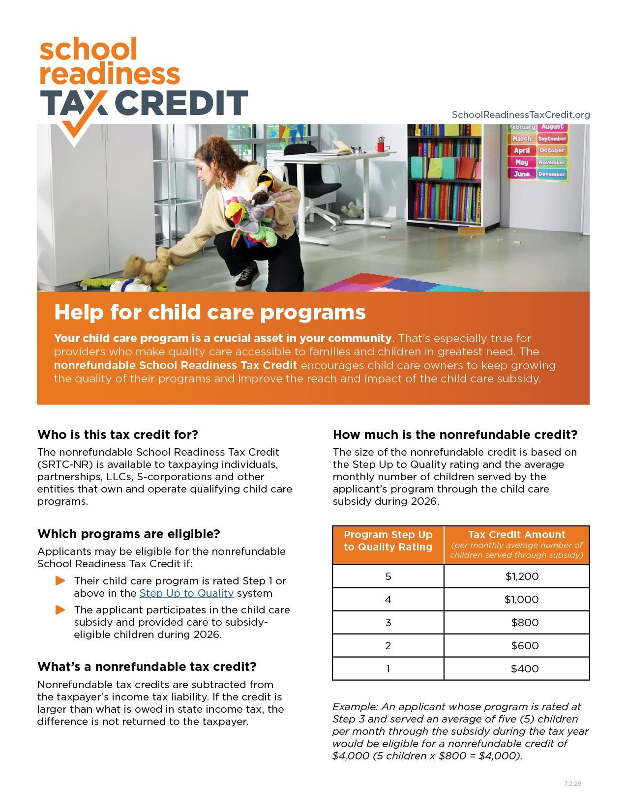 Nonrefundable School Readiness Tax Credit Flyer Preview