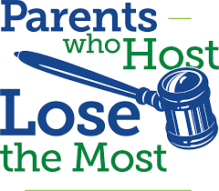 Gavel with Blue and Green "Parents Who Host Lose the Most"