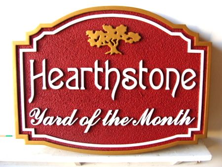 KA20904 - Carved Yard of Month Sign with Oak Tree