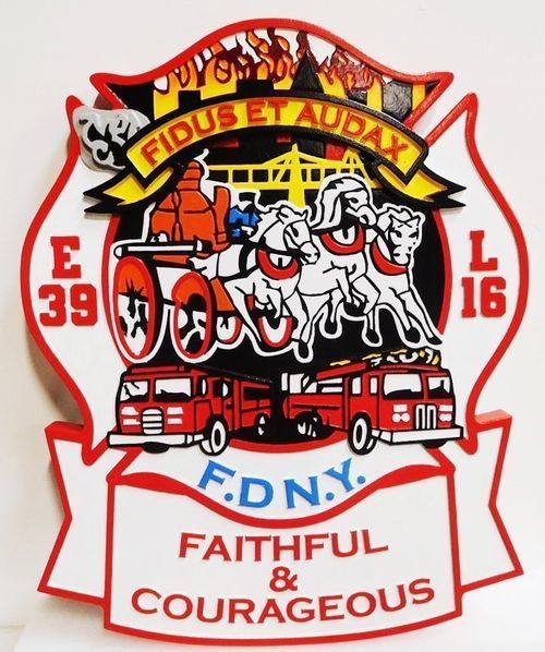 CB5547 - New York City Fire Department Emblem,  Multi-level and Engraved  Relief 