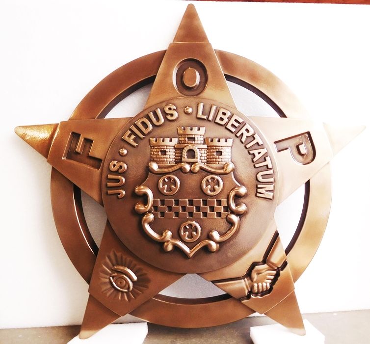 X33750 - Carved 3-D Copper-coated  HDU  Wall Plaque for the Fraternal Order of Police (F.O.P.)