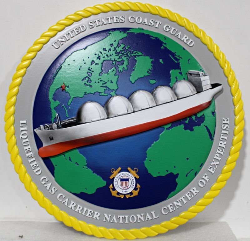 NP-2327 - Carved  3-D Multi-Level Artist-Painted Plaque of the Liquefied Gas Carrier National Center of Expertise