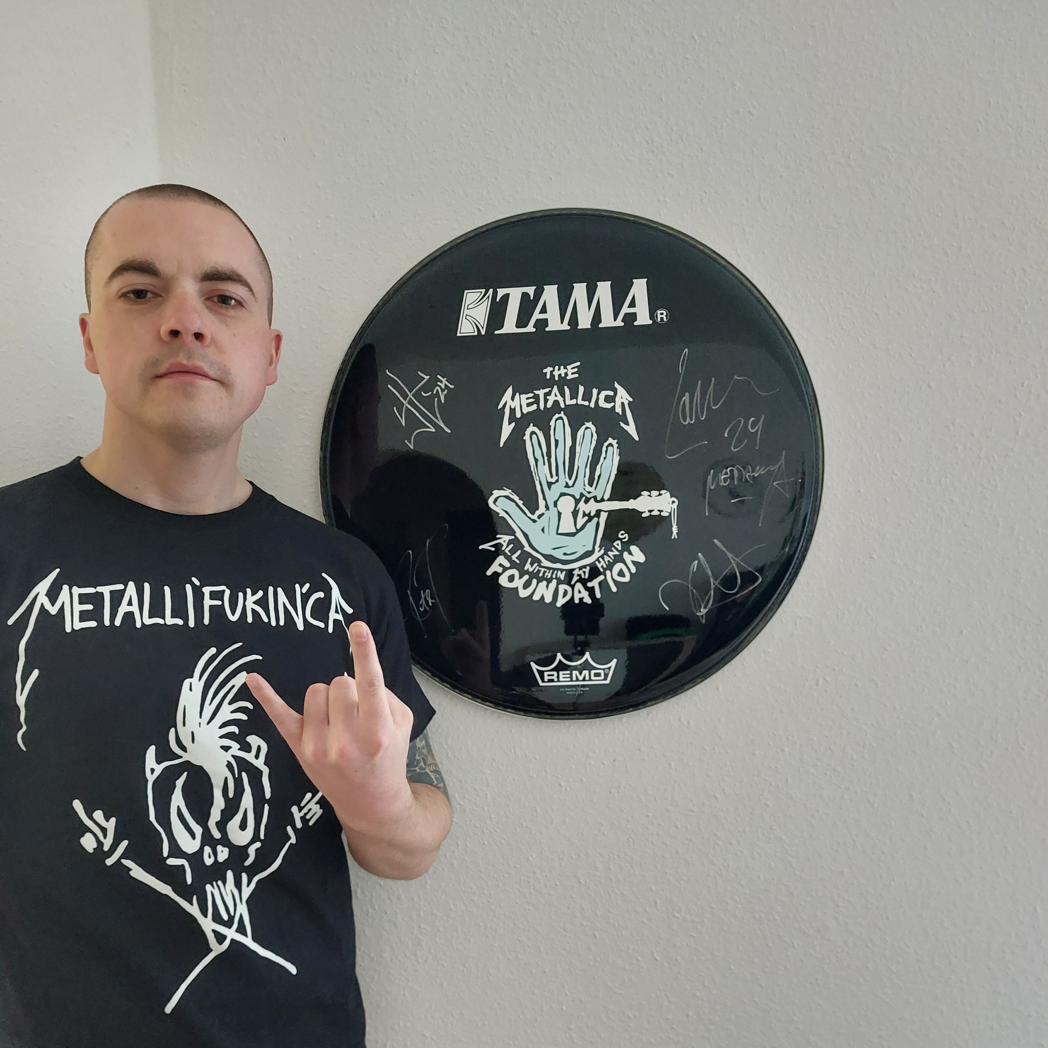 Björn - Metallica Autographed AWMH Bass Drumhead