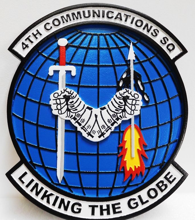 LP-4250 - Carved Plaque of the Crest of the 4th Communications Squadron, USAF, Artist Painted